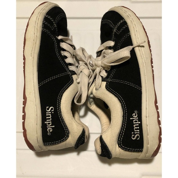 SIMPLE Brand Shoes 5 Old School Suede/ Canvas Lace Up Comfort Black Preowned. - Picture 6 of 7
